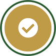 A white icon of a tick inside a gold circle which has a white and a green stroke.